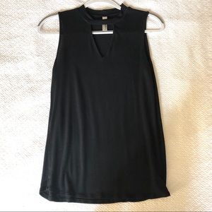 Black peephole sleeveless blouse
